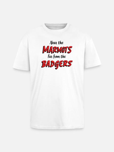 near marmots, far from badgers - Unisex Oversized Heavyweight T-shirt - white