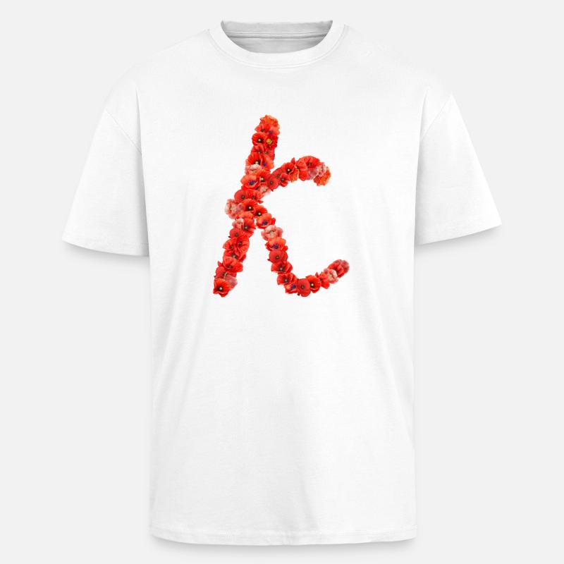 Initiale K faite de pavots - T-shirt unisexe oversize épais - blanc