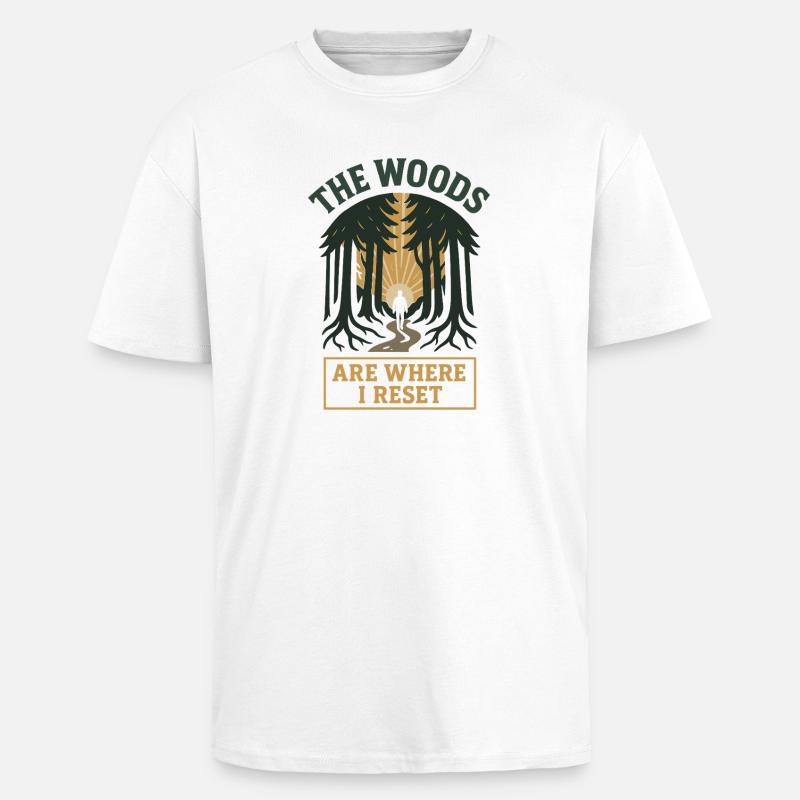 Forest Walk Overthinker Mental Reset - Unisex Oversized Heavyweight T-shirt - white