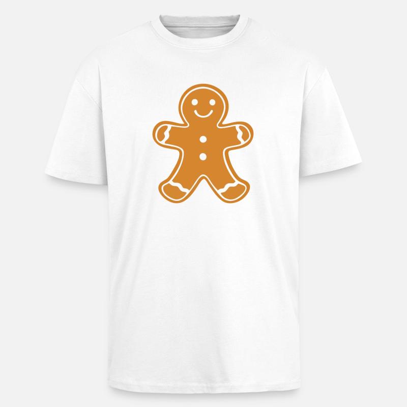 Lebkuchenmann Klassischer Lebkuchenmann - Oversized Heavyweight Unisex T-Shirt - Weiß