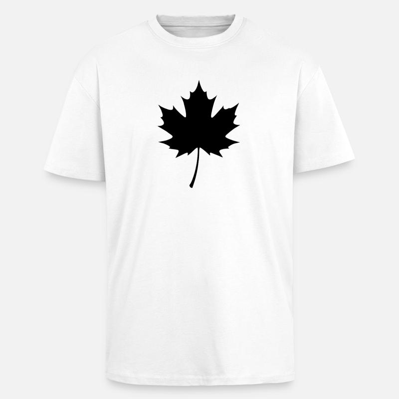 Maple Leaf Silhouette – Natural Minimalism - Unisex Oversized Heavyweight T-shirt - white