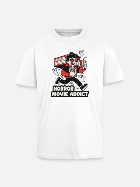 Horror Movie Addicted Moviegoer - Unisex Oversized Heavyweight T-shirt - white