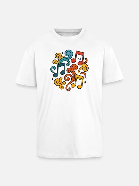 Bunte Musiknoten - Oversized Heavyweight Unisex T-Shirt - Weiß
