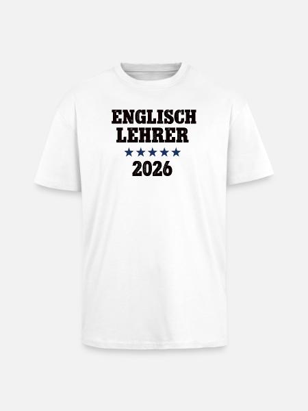 Professeur d’anglais 2026 École d’anglais - T-shirt unisexe oversize épais - blanc
