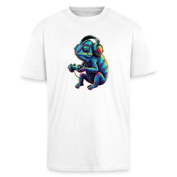 Jeux vidéo d’animaux de jeu caméléon drôles - T-shirt unisexe oversize épais - blanc - Devant - Alina (178cm) & Michal (187cm)