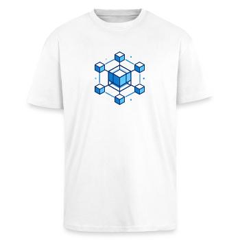 Isometric Cube Meshing - Unisex Oversized Heavyweight T-shirt - white - Front - Alina (178cm) & Michal (187cm)