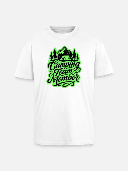 Camping Team Tent Mountains - Unisex Oversized Heavyweight T-shirt - white