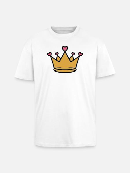 Cute Princess Crown Hearts Vector - Unisex Oversized Heavyweight T-shirt - white