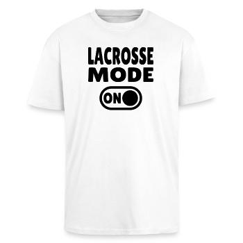 Lacrosse Mode ON  - Oversized Heavyweight Unisex T-Shirt - Weiß - Vorne - Alina (178cm) & Michal (187cm)
