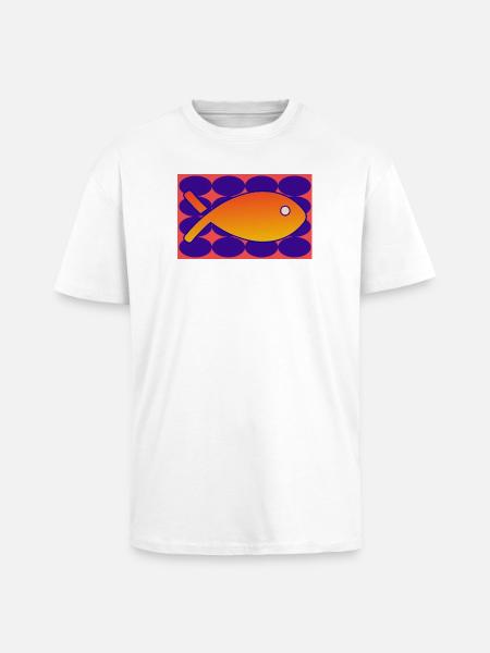 FISH. SARDINE. APRIL FOOL. SEA. OCEAN - Unisex Oversized Heavyweight T-shirt - white
