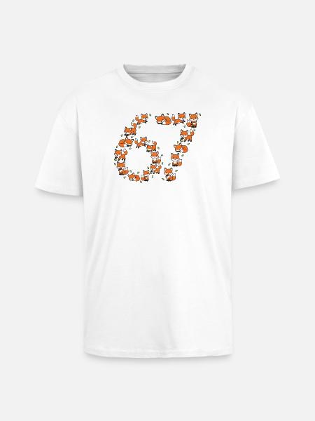 Fox Ring Pattern 67 Meme - Unisex Oversized Heavyweight T-shirt - white
