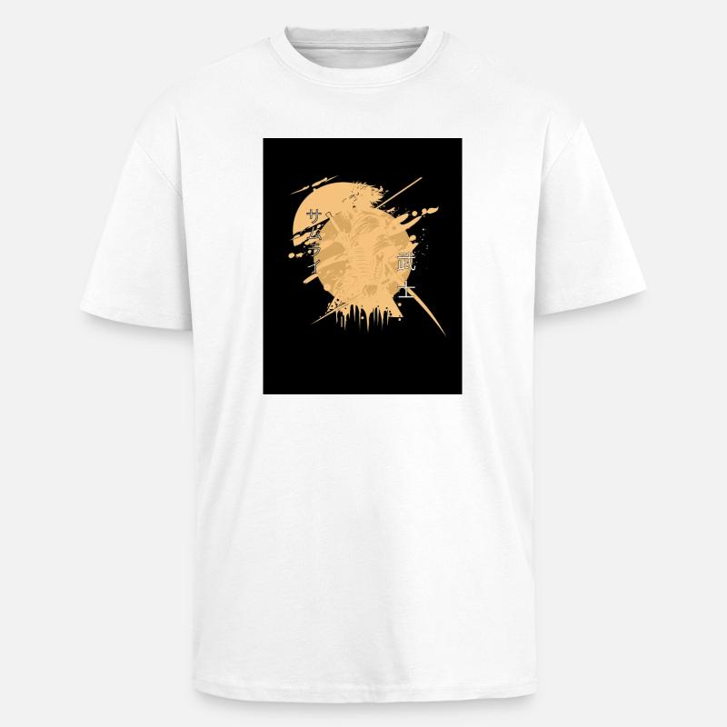 Samurai-Pferdespritzer Schwarz - Oversized Heavyweight Unisex T-Shirt - Weiß