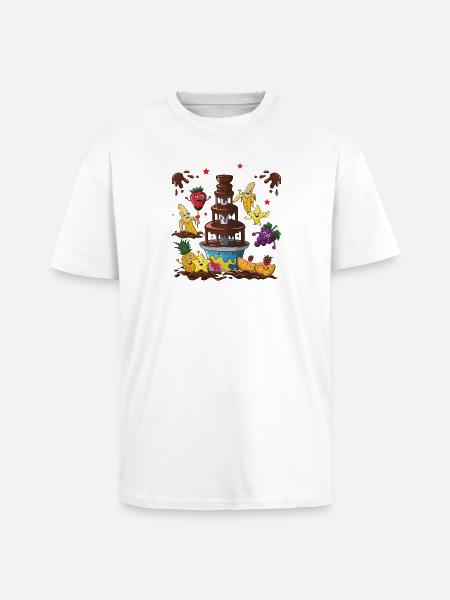 Chocolate Fountain Fruit Friends Design - Unisex Oversized Heavyweight T-shirt - white