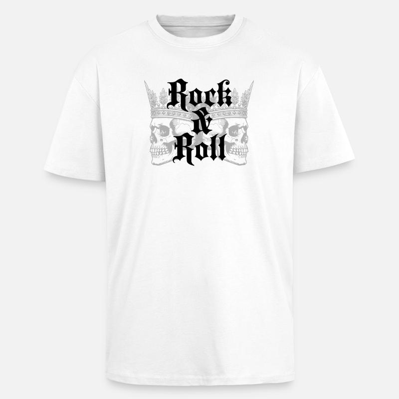 Rock and Roll Crown Skulls - Oversized Heavyweight Unisex T-Shirt - Weiß