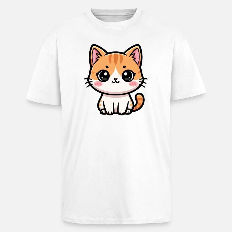 Chibi Tabby Kätzchen-Tee Art - Oversized Heavyweight Unisex T-Shirt - Weiß