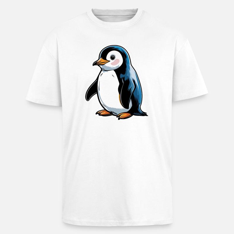 Comic-Pinguin Blauton - Oversized Heavyweight Unisex T-Shirt - Weiß