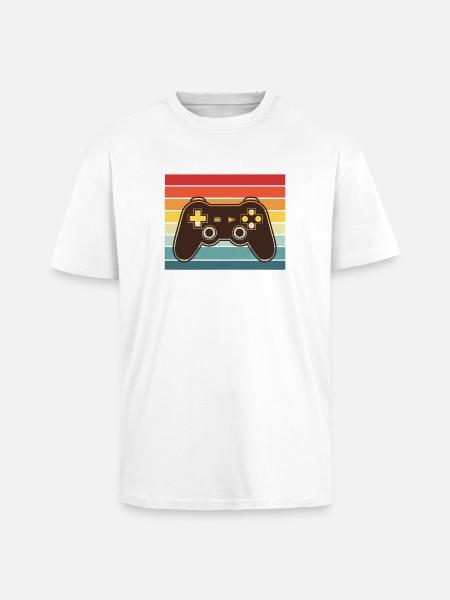Retro Rainbow ControllerVintage videospelskontroll - Unisex oversized t-shirt i kraftig kvalitet - vit