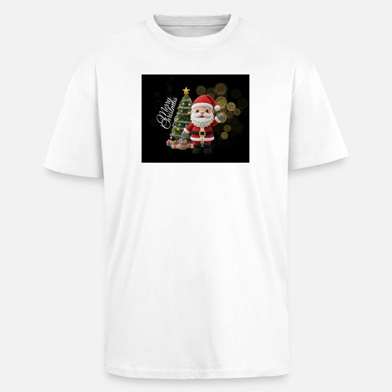 Gestrickter Santa mit Weihnachtsbaum - Oversized Heavyweight Unisex T-Shirt - Weiß