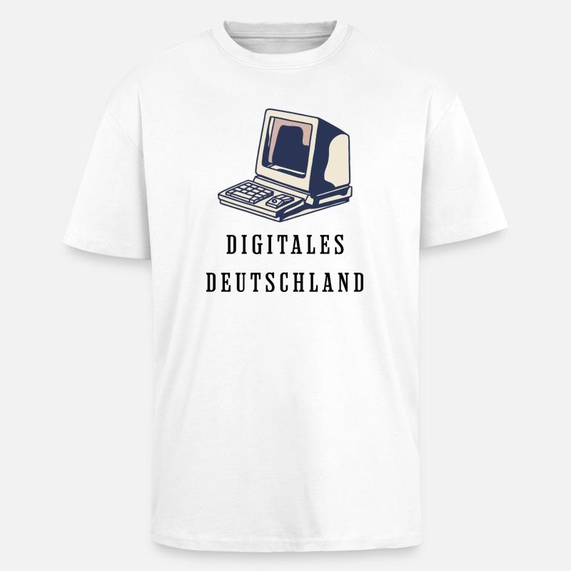80s Style Retro Computer Digital Germany - Unisex Oversized Heavyweight T-shirt - white