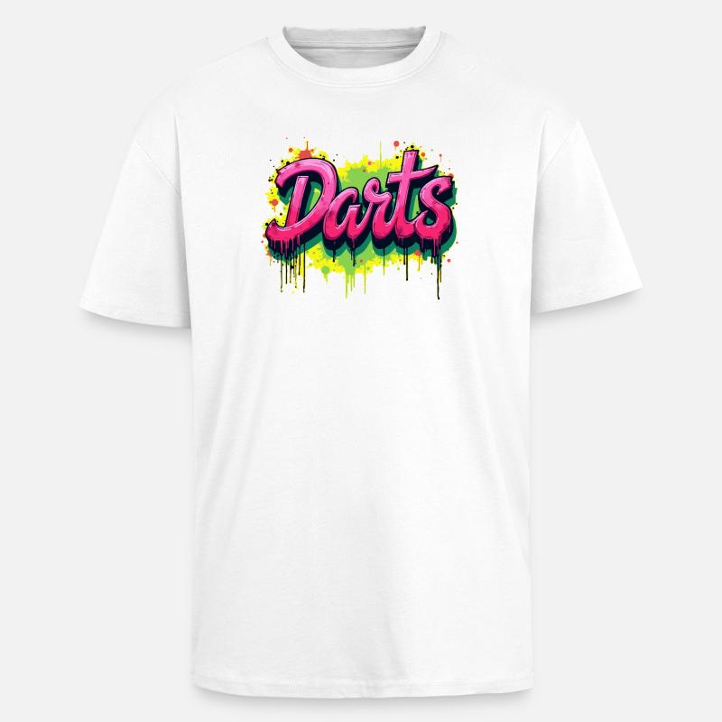 Fléchettes, fléchettes, graffitis - T-shirt unisexe oversize épais - blanc