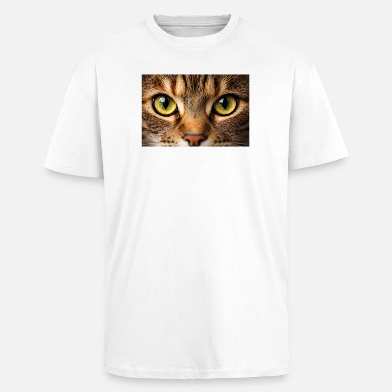 Œil de chat en gros plan - T-shirt unisexe oversize épais - blanc