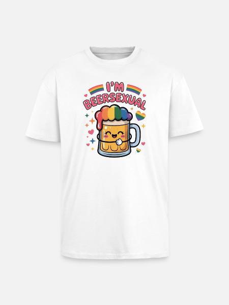 I'm Beersexual - Cool Beer Logo - Unisex Oversized Heavyweight T-shirt - white