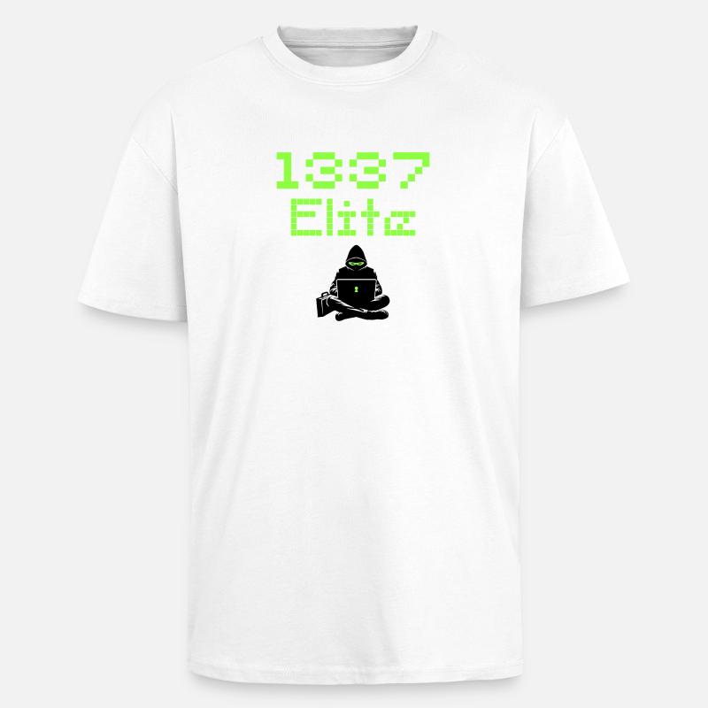1337 Elite Hacker Squad, Leet Hacker - Oversized Heavyweight Unisex T-Shirt - Weiß