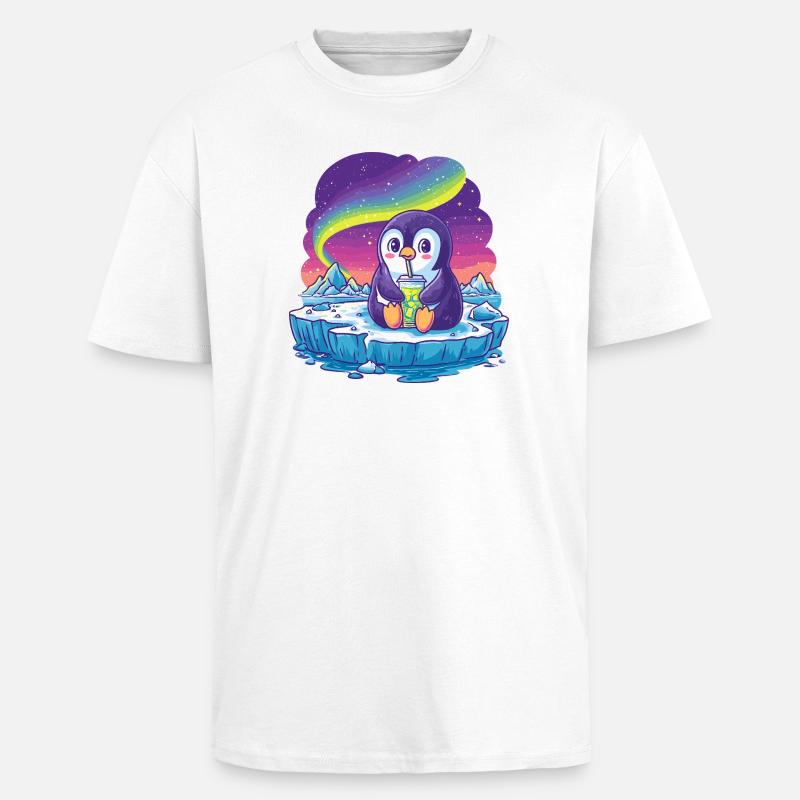 Aurora Pinguin Eislandschaft - Oversized Heavyweight Unisex T-Shirt - Weiß
