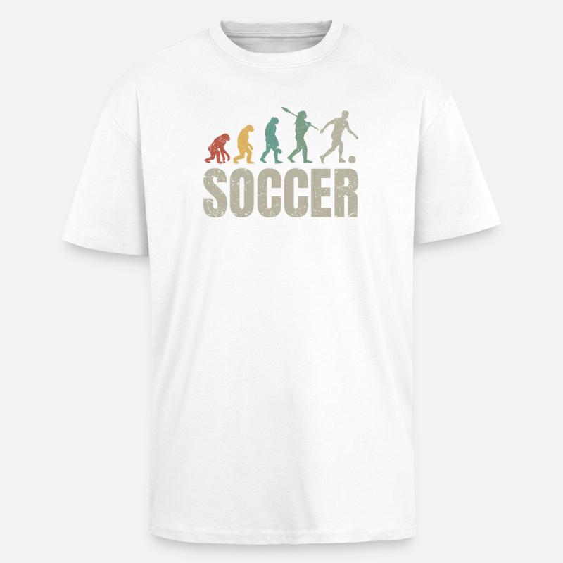 Évolution du football | Évolution du football - T-shirt unisexe oversize épais - blanc