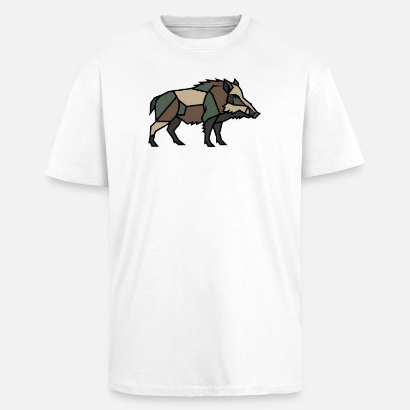 Geometrisches Wildschwein Low Poly - Oversized Heavyweight Unisex T-Shirt - Weiß