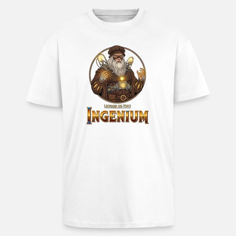 Ingenium Leonardo: Steampunk-Zauberer - Oversized Heavyweight Unisex T-Shirt - Weiß