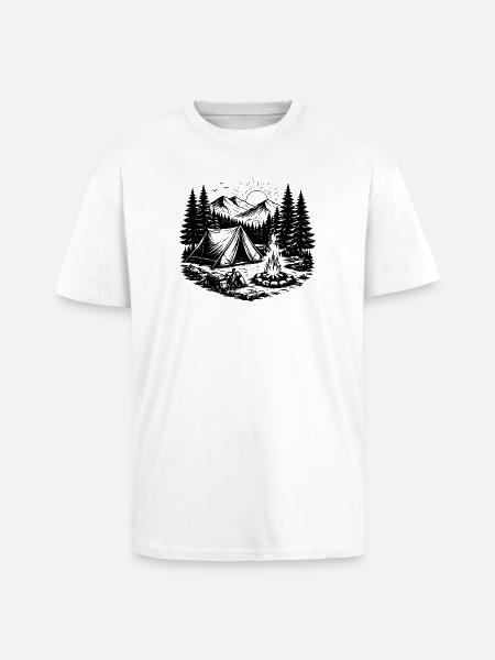 Camping Zelt Wald Outdoor - Oversized Heavyweight Unisex T-Shirt - Weiß