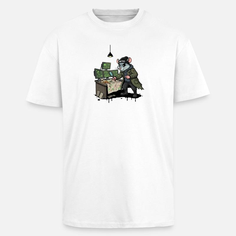 Hacker-Ratte Detektiv Deep-State Spurensuche - Oversized Heavyweight Unisex T-Shirt - Weiß