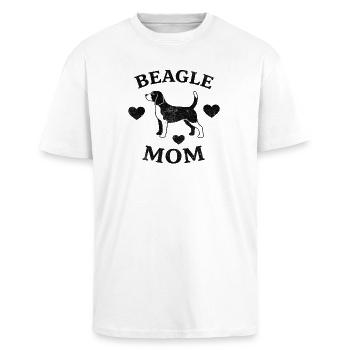 Maman Beagle - T-shirt unisexe oversize épais - blanc - Devant - Alina (178cm) & Michal (187cm)