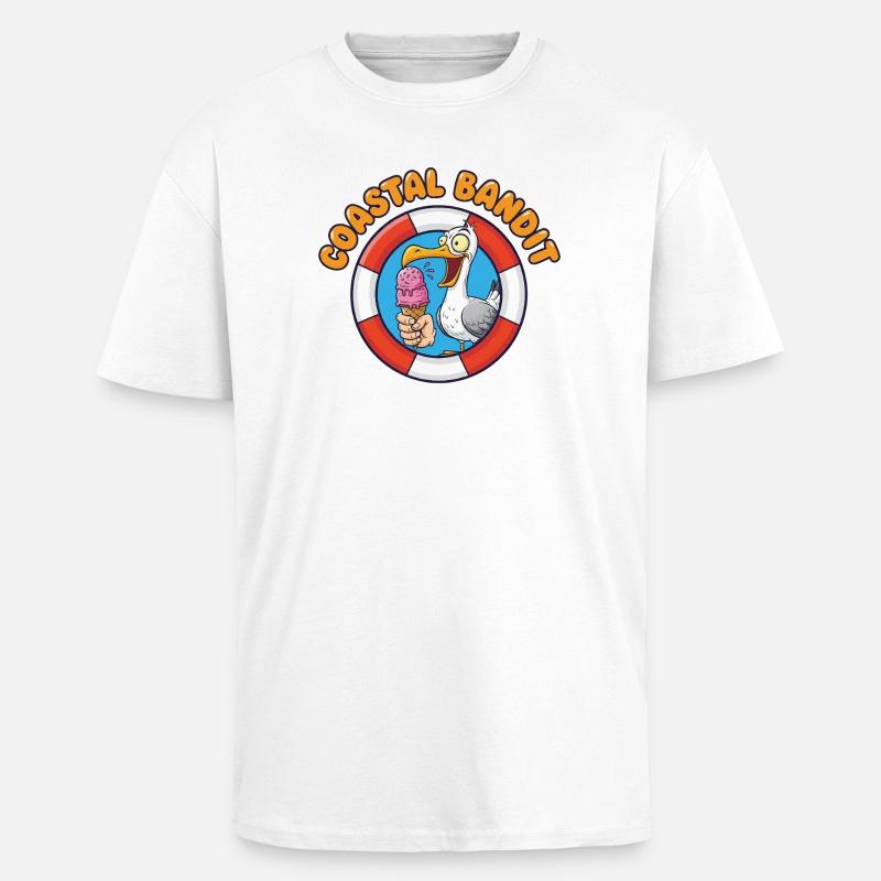 Küstenbandit Möwe Stiehlt Eis - Oversized Heavyweight Unisex T-Shirt - Weiß
