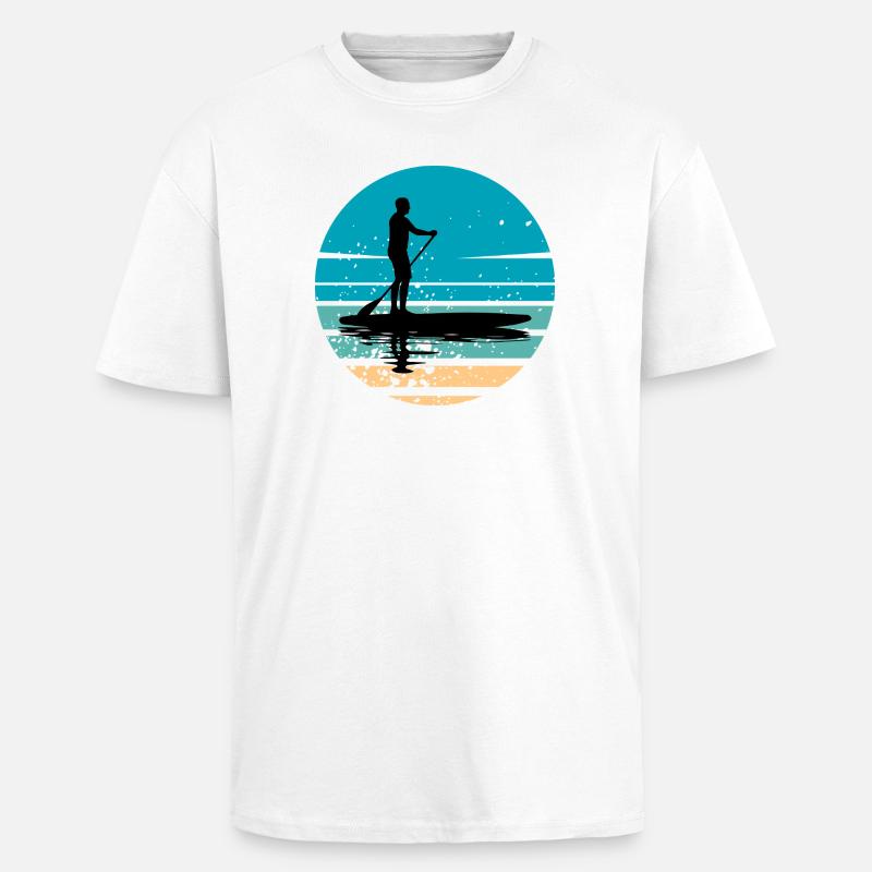 Paddleboard mit maritimer Atmosphäre im Retro-Stil - Oversized Heavyweight Unisex T-Shirt - Weiß