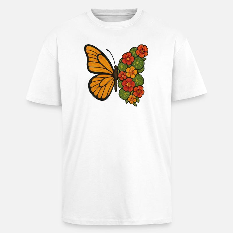 Butterfly Bloom Split - Oversized Heavyweight Unisex T-Shirt - Weiß