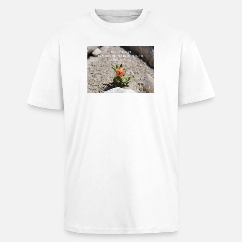 Kraft durch Glauben Blume der Stärke - Oversized Heavyweight Unisex T-Shirt - Weiß