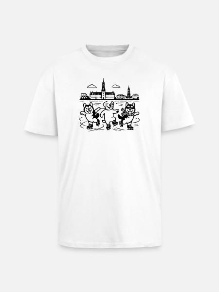 Schlittschuh Mimalistisch Line Art - Unisex Oversized Heavyweight T-shirt - white