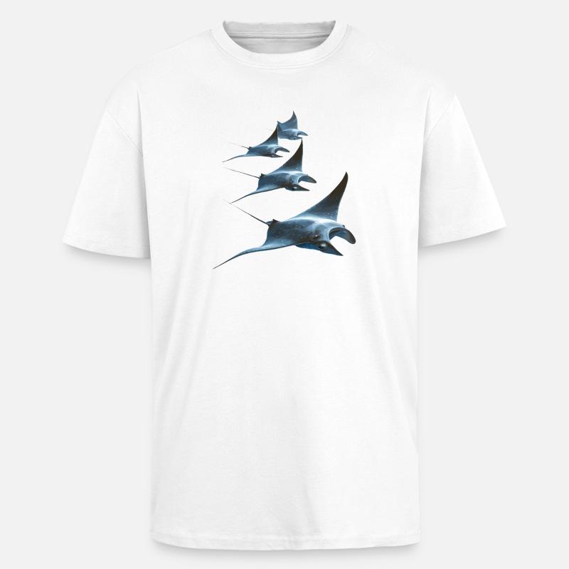 Manta Ray, Devil Ray, Stingray, Diver - Unisex Oversized Heavyweight T-shirt - white
