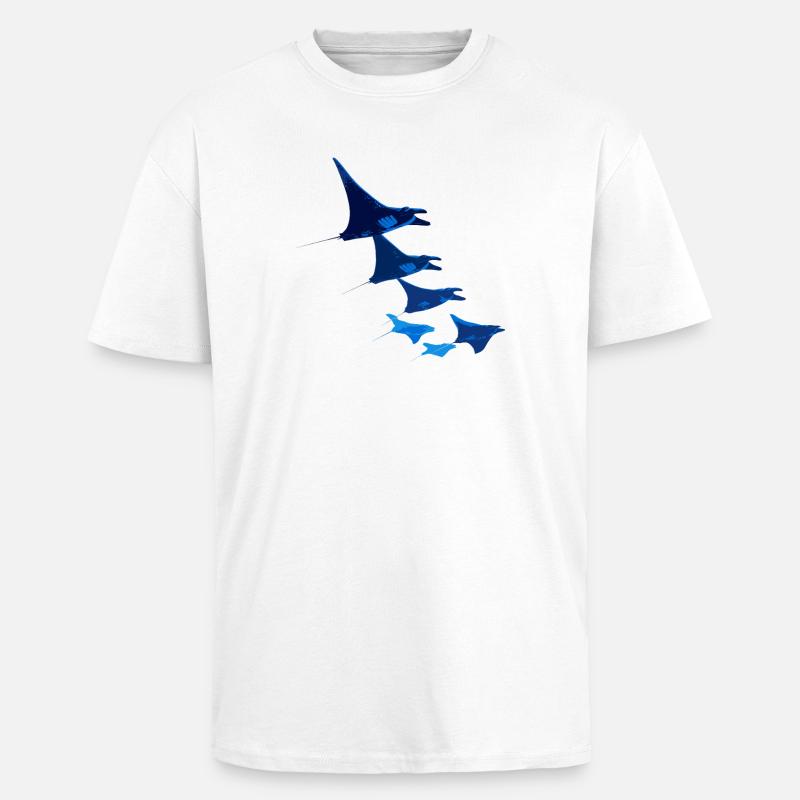 Manta Ray, Devil Ray, Stingray, Diver - Unisex Oversized Heavyweight T-shirt - white