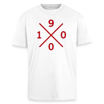 1900 München Fan Hoodie, Kappe, Socken Design - Oversized Heavyweight Unisex T-Shirt - Weiß - Vorne - Alina (178cm) & Michal (187cm)