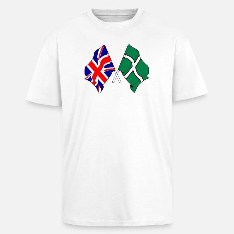 Devon & Great Britain Cross - Unisex Oversized Heavyweight T-shirt - white