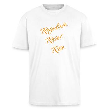 Régulez. Réinitialiser. Lève-toi. – Système nerveux - T-shirt unisexe oversize épais - blanc - Devant - Alina (178cm) & Michal (187cm)