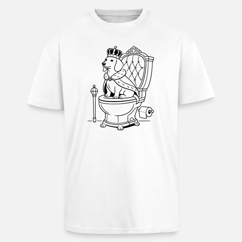 dackel thron toilette line art - Oversized Heavyweight Unisex T-Shirt - Weiß