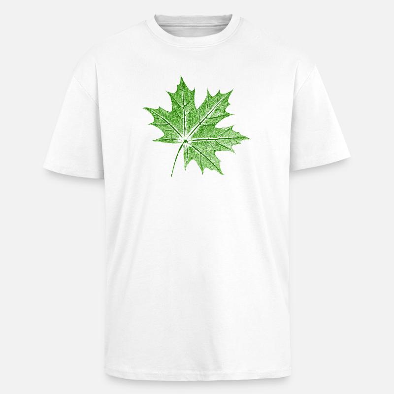 Érable feuillu / Feuille d’érable - T-shirt unisexe oversize épais - blanc