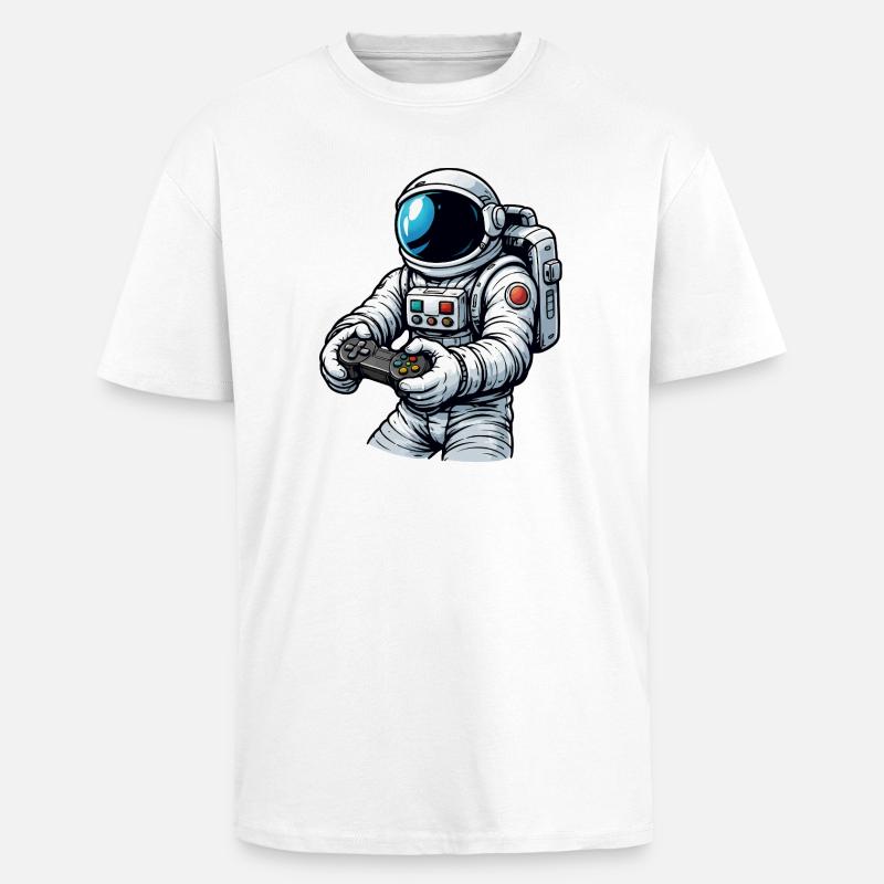 Astronaut with game controller - Unisex Oversized Heavyweight T-shirt - white
