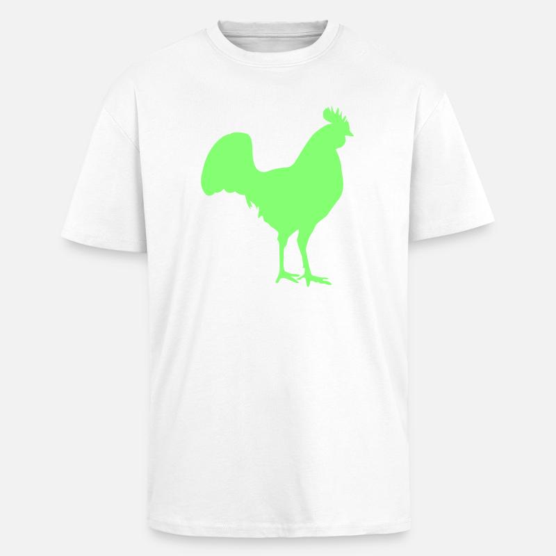 Hahn Rooster Silhouette - Oversized Heavyweight Unisex T-Shirt - Weiß