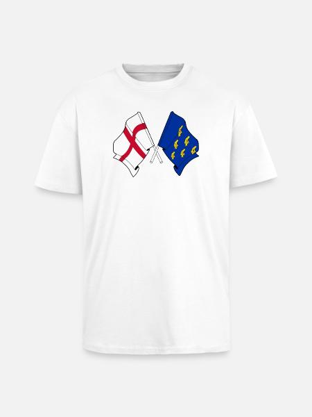 Crossed flags West Sussex & England - Unisex Oversized Heavyweight T-shirt - white