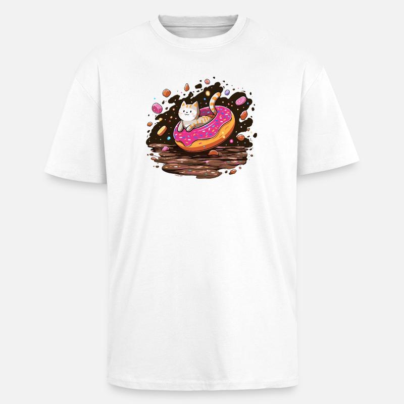 Donut pour chat avec des vermicelles - T-shirt unisexe oversize épais - blanc